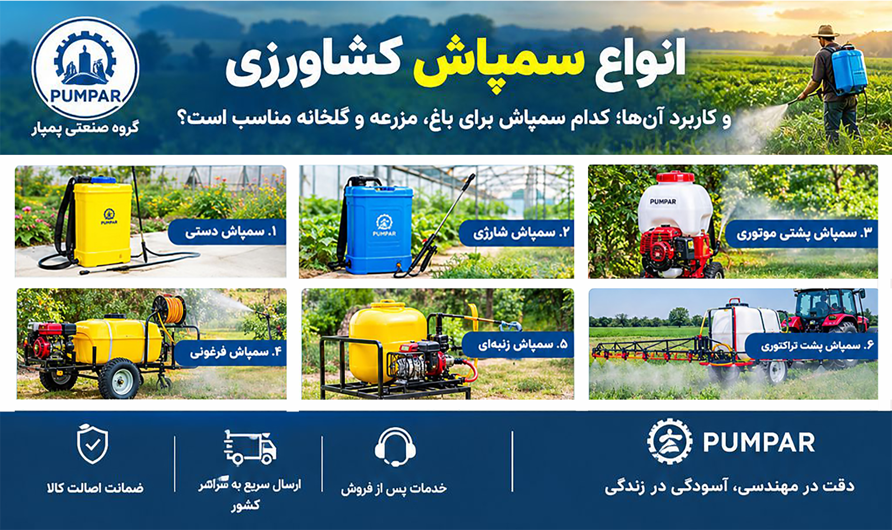 انواع سمپاش کشاورزی و کاربرد آن‌ها