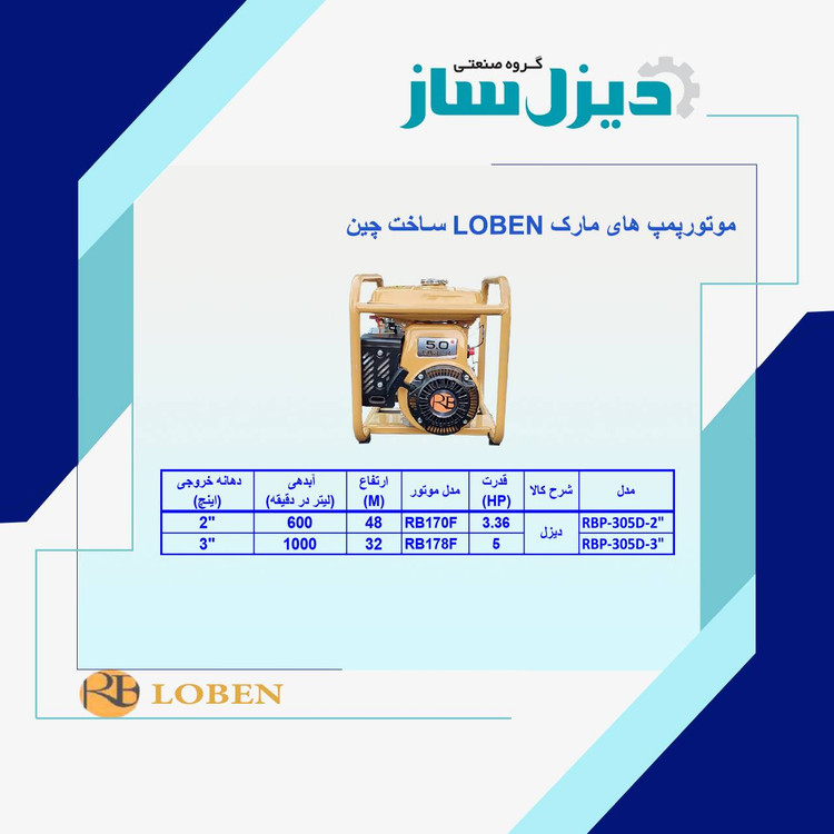 موتور پمپ LOBEN؛ موتور پمپ آب بنزینی برای کشاورزی و باغ